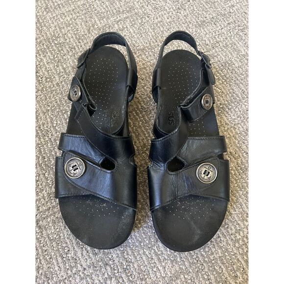 SAS black leather nautical sandals womens 11 N - Picture 2 of 8